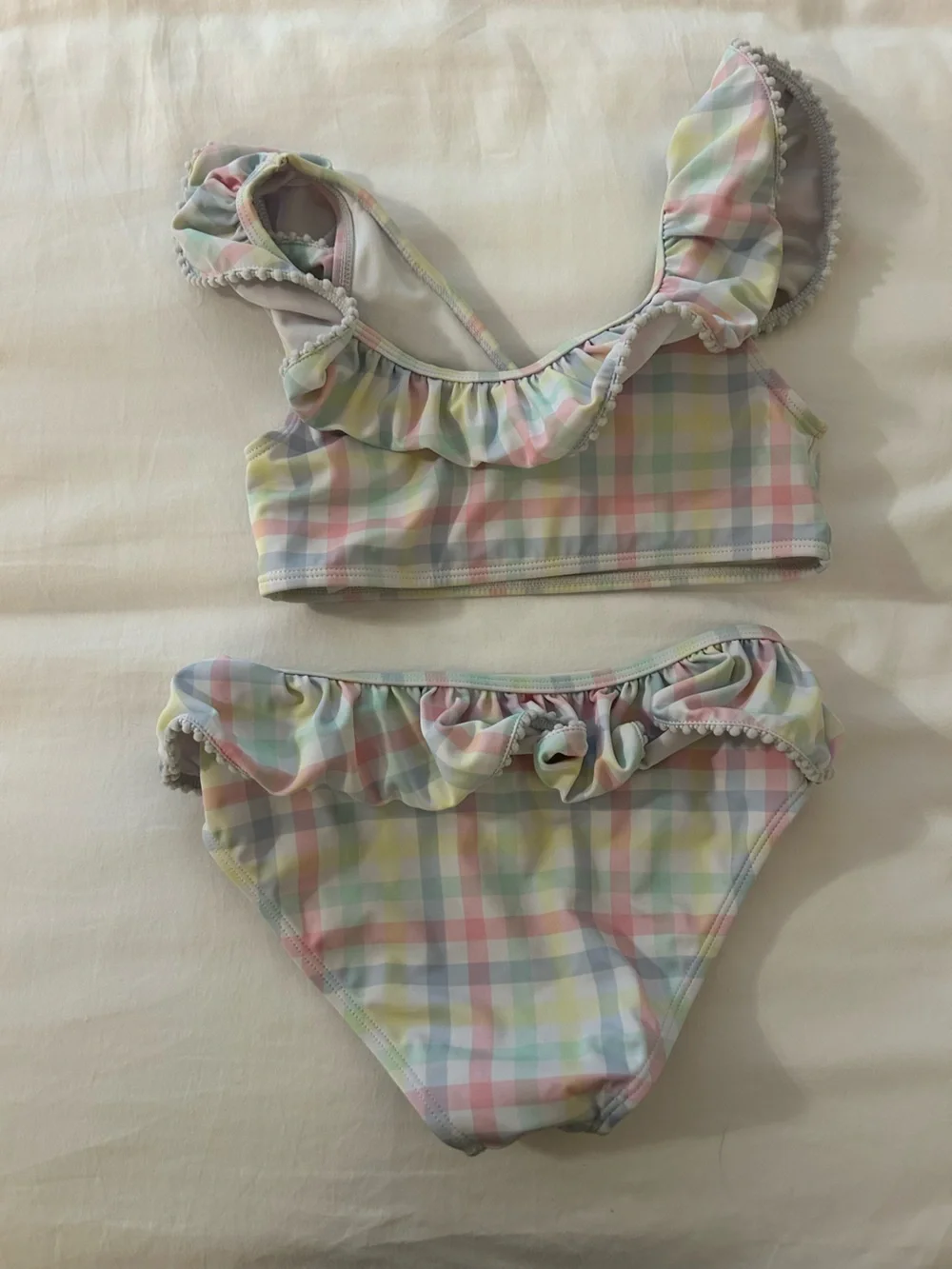 Janie and Jack Pastel Plaid Ruffle Bikini - Pink, Blue, Green